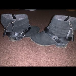 Black strapped booties